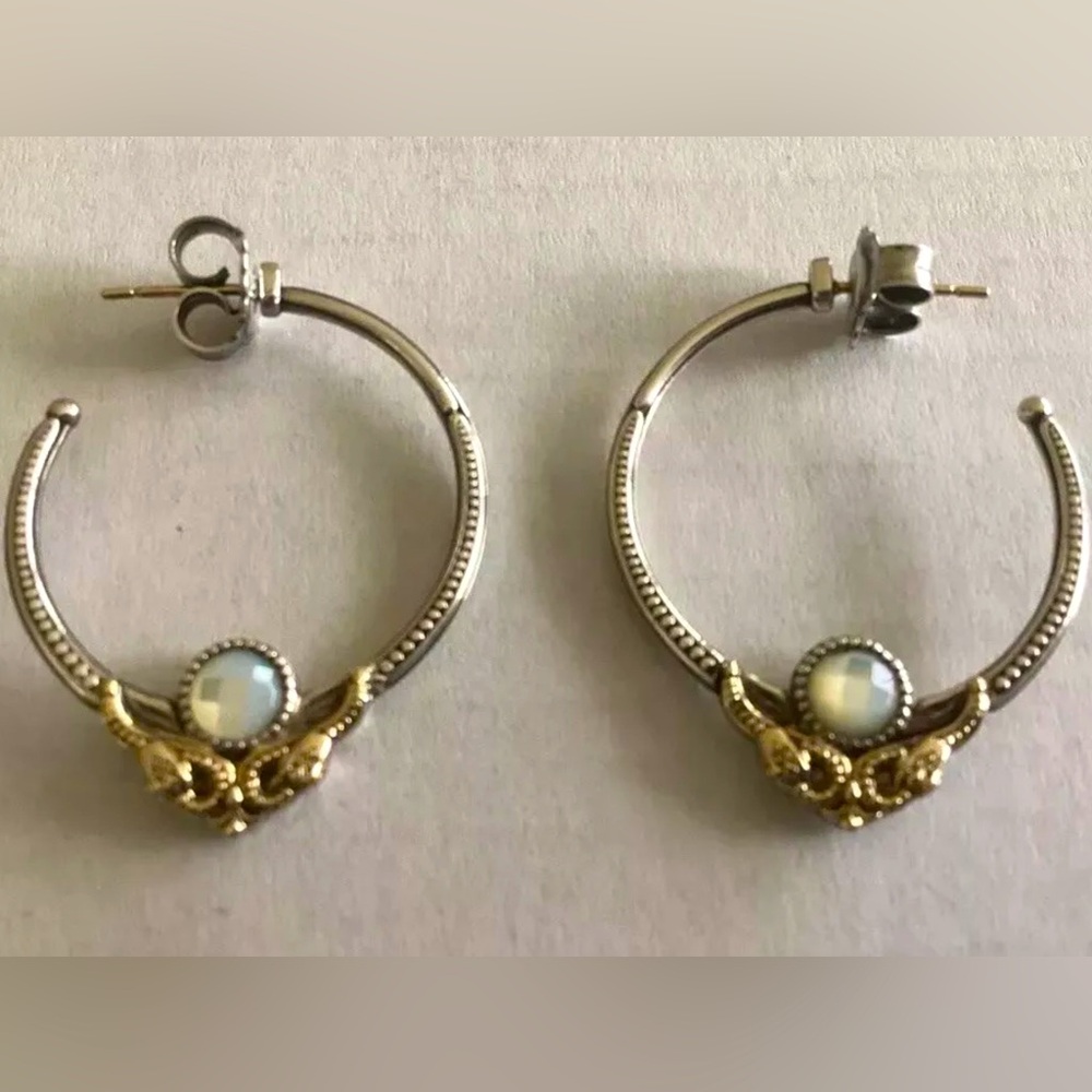 Konstantino Mother of Pearl Hoop Earrings, Sterling Silver & 18K Gold
